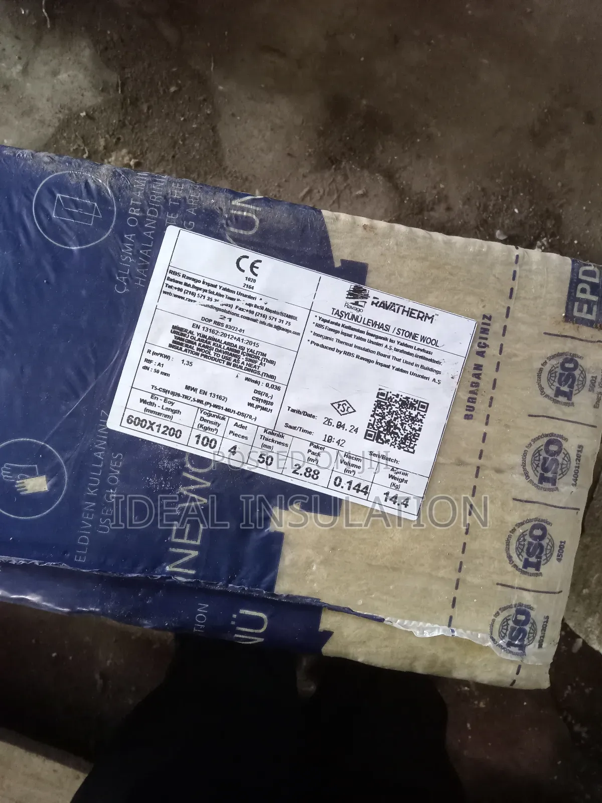 RAVATHERM Rockwool Slab 1.2mx0.6mx50mm, 100density