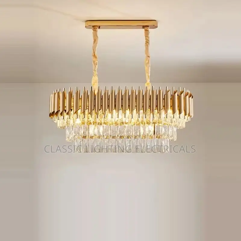 Postmodern Oval Crystal Clear Designer LED Chandelier