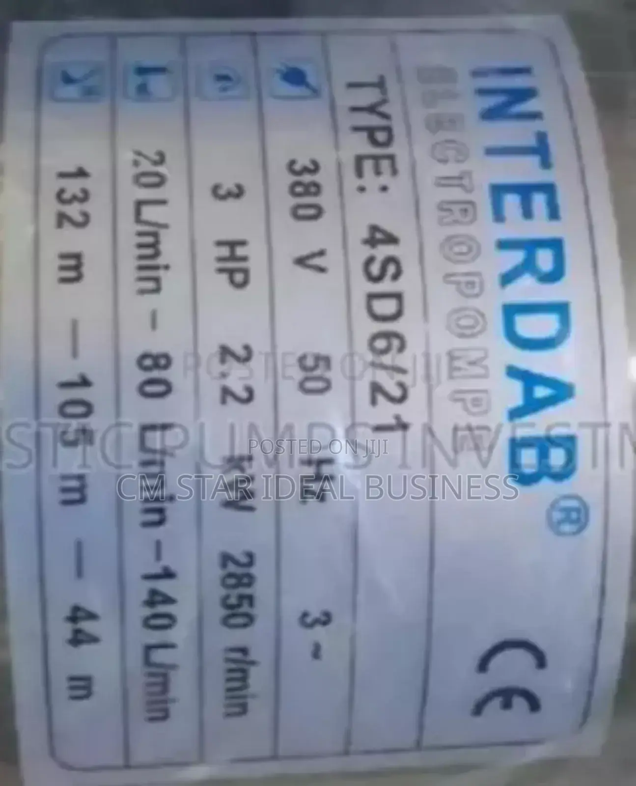 Interdab Sumersible 3hp 3phase Pump