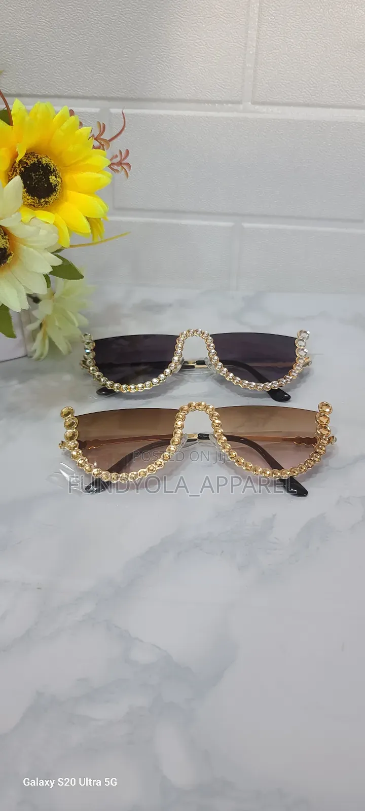 High Fashion Full Abd Half Stone Sunglasses