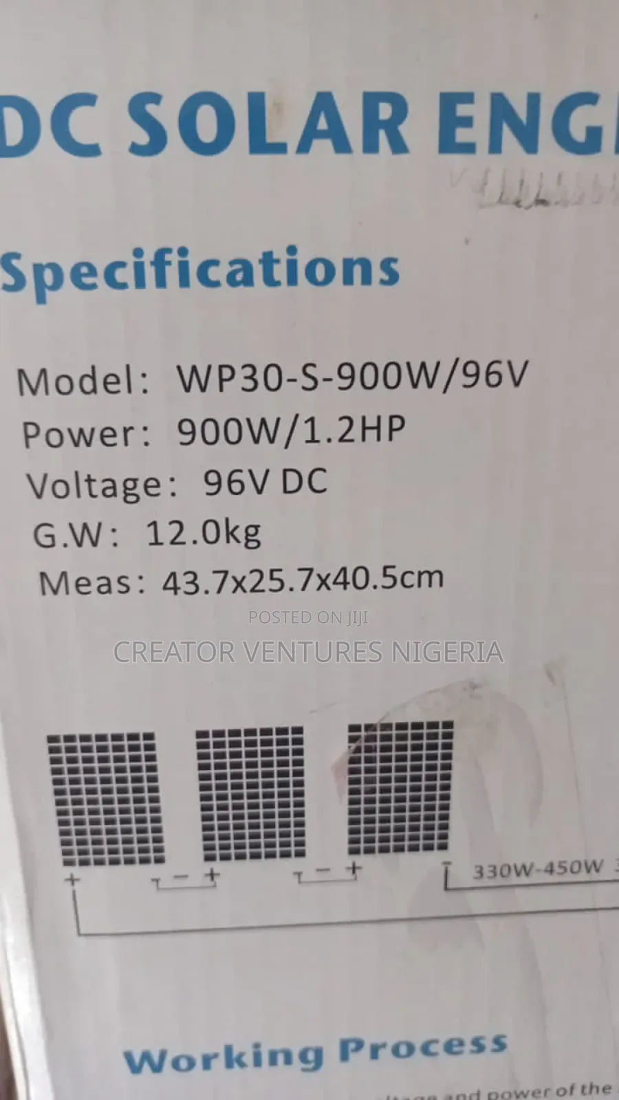Dc Solar Pump Engine, 96v, Wp30-S-900w,Fast Pumping,1.2hp.