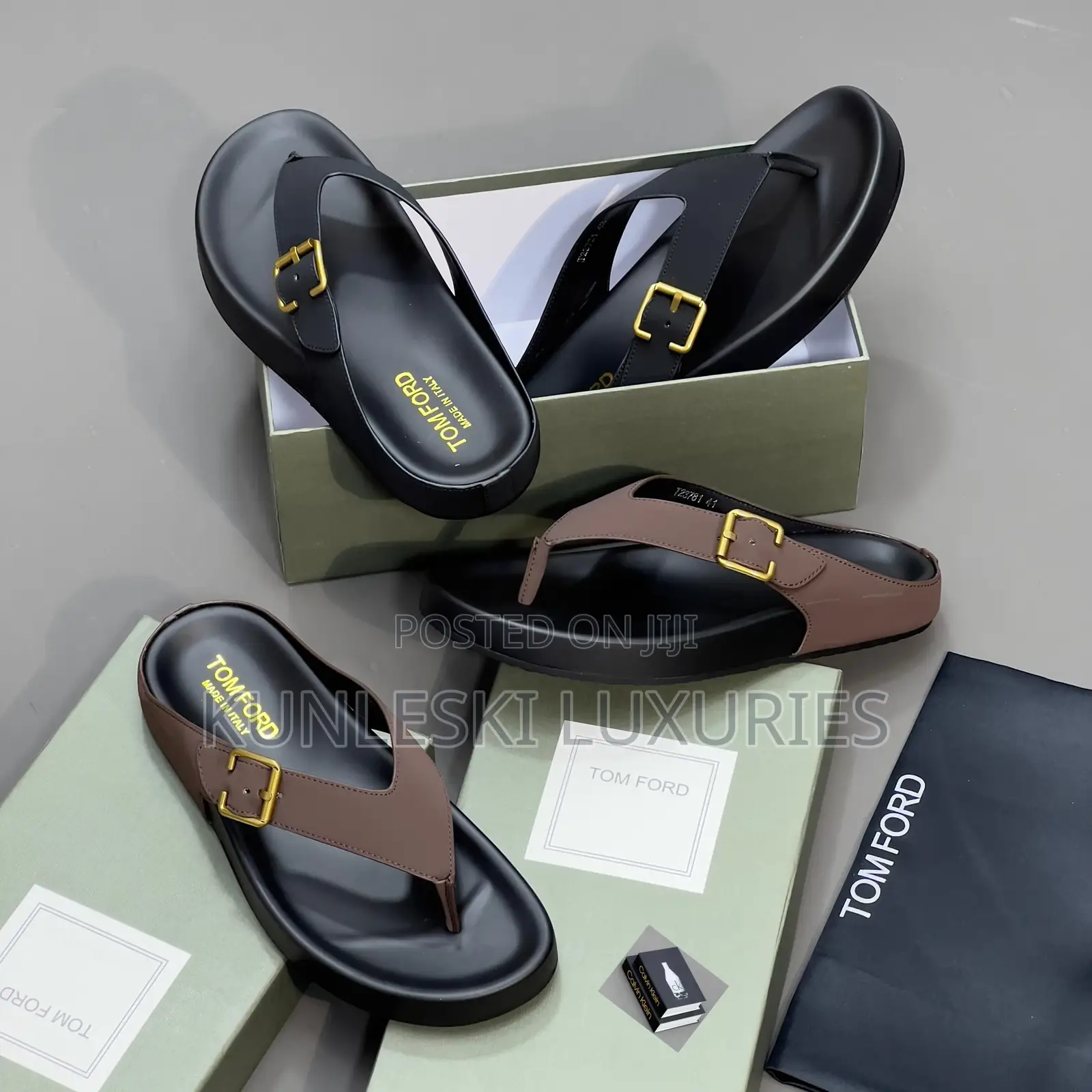 Original Tom Ford Men Leather Slippers