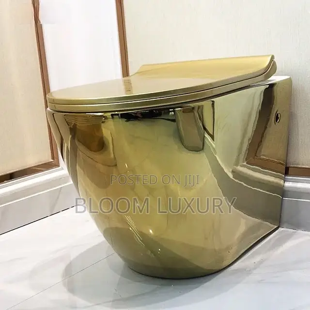 Glossy Gold Wall Hung Conceal Toilet