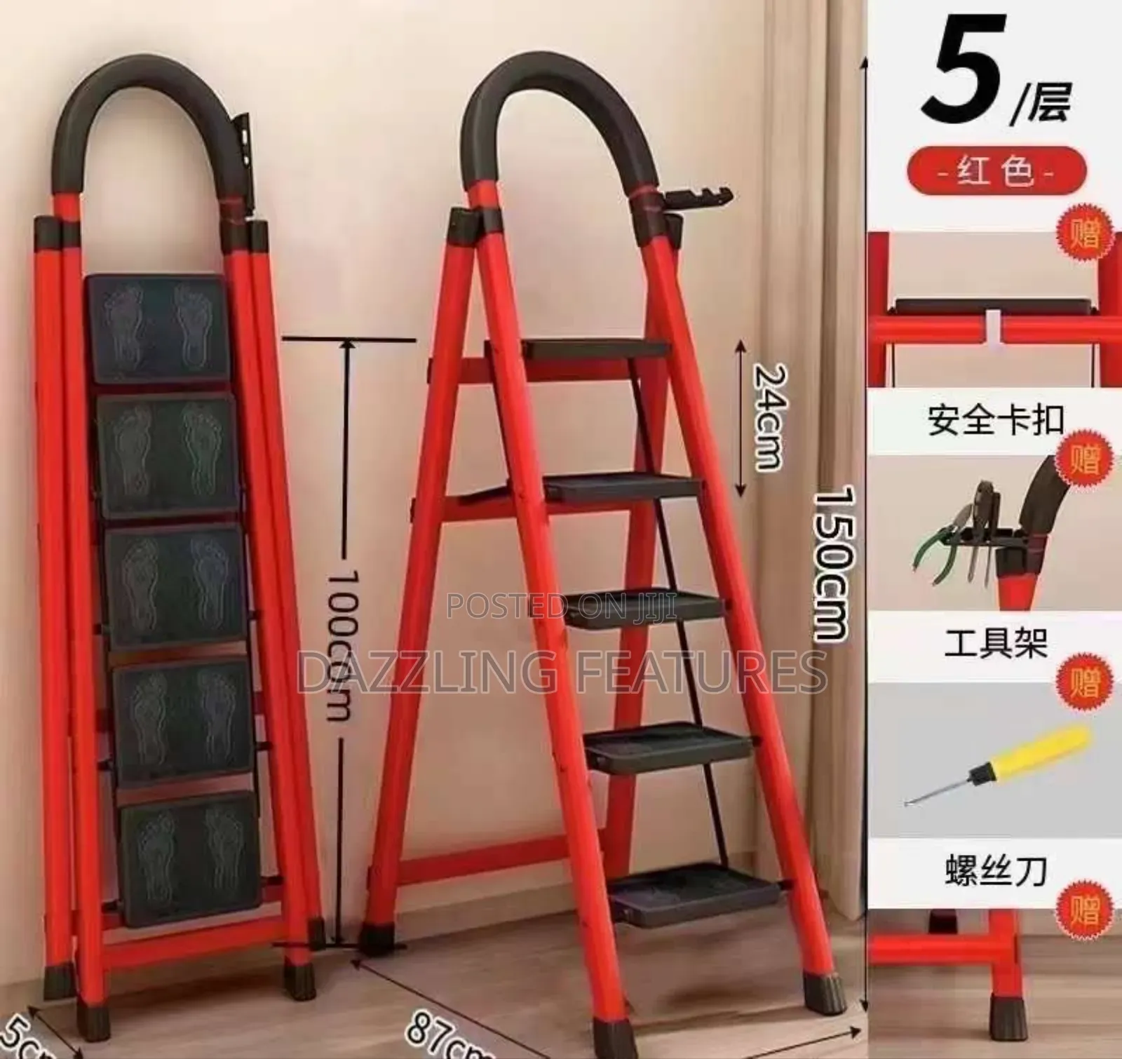 6-Layer Foldable Step Ladder Heavy Duty for Home Office