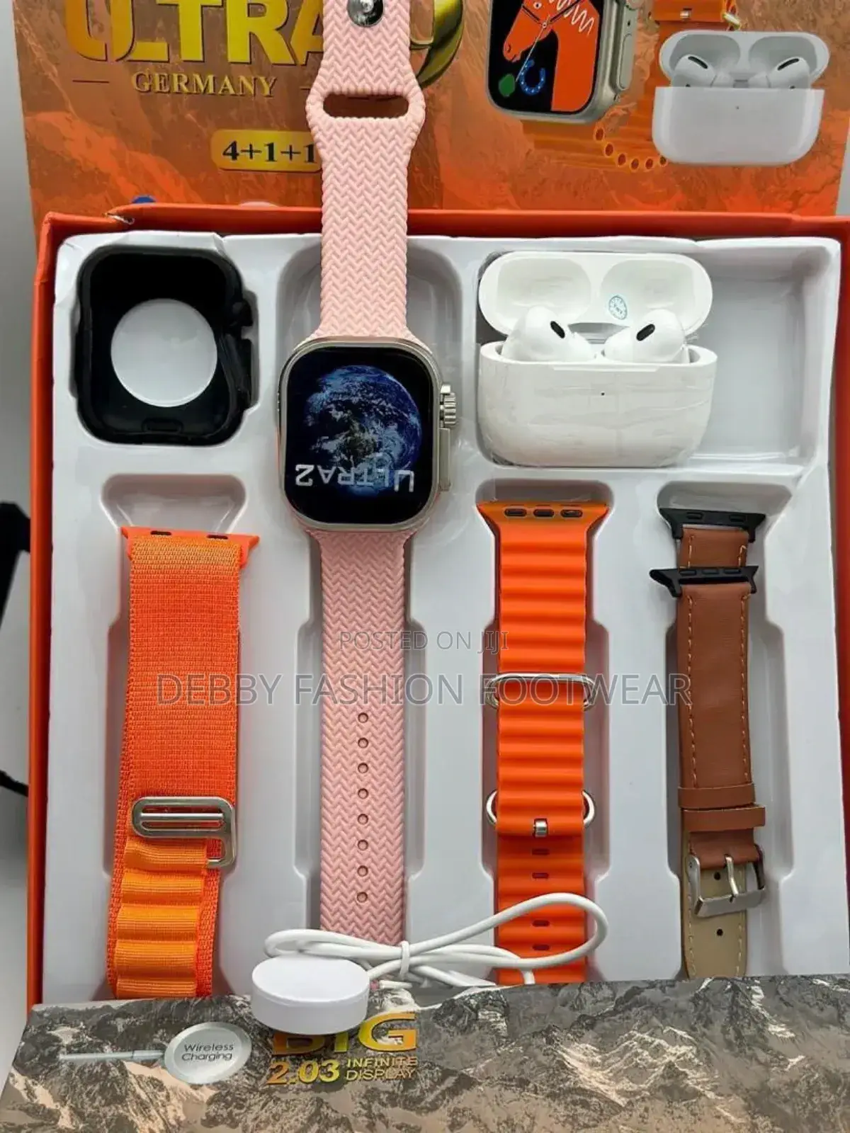 Ultra 2, Series 9 Smart Watch With 4 Straps and Airpod