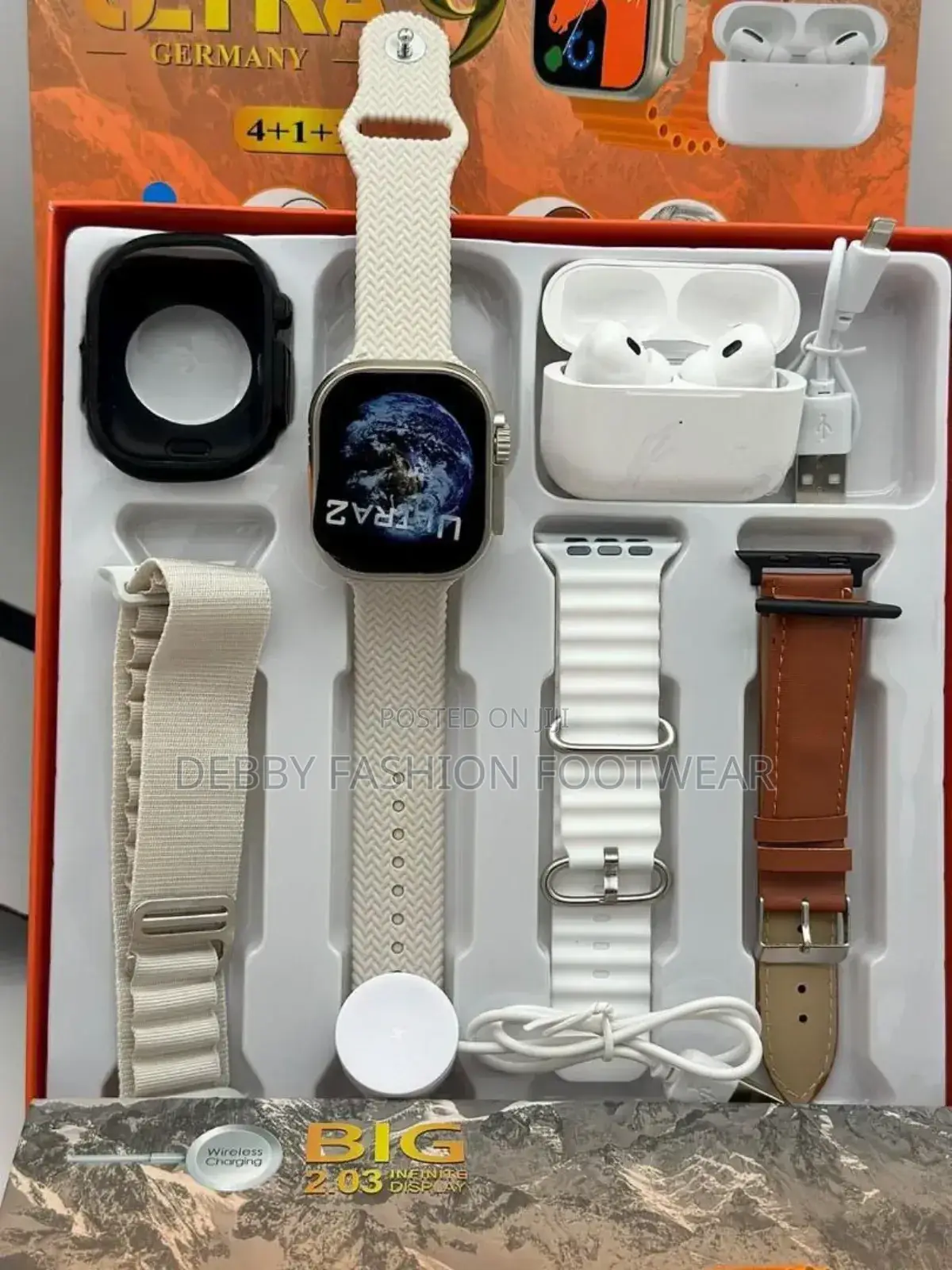 Ultra 2, Series 9 Smart Watch With 4 Straps and Airpod