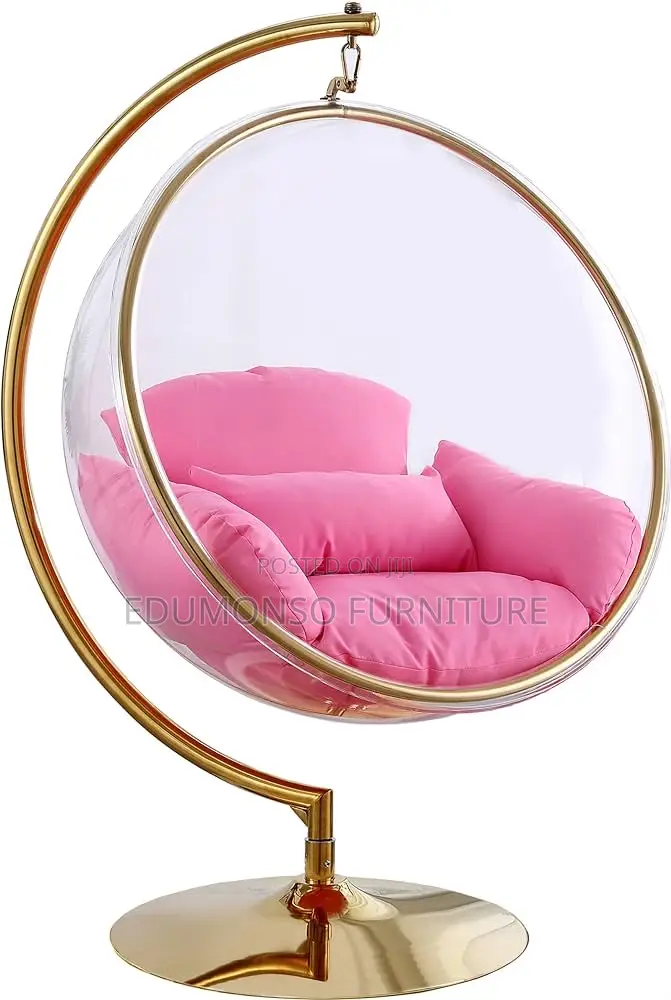 Acrylic Accent Swing Chair With Gold Metal Base
