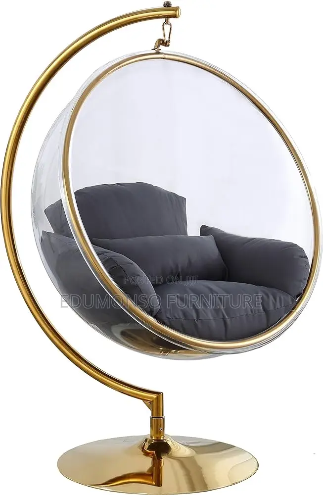 Acrylic Accent Swing Chair With Gold Metal Base