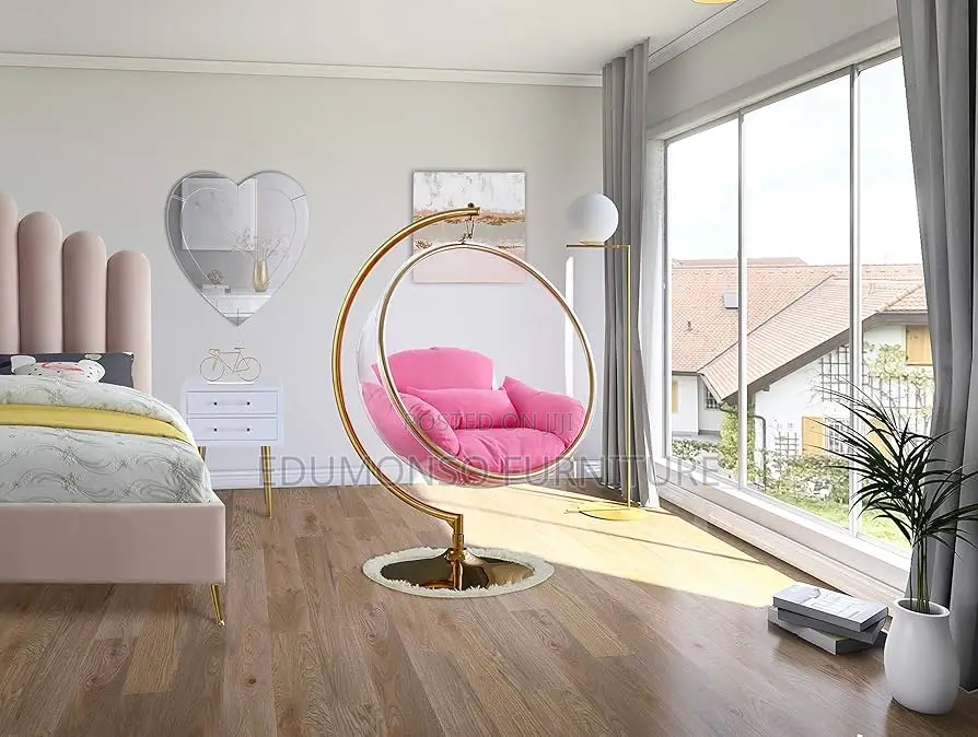 Acrylic Accent Swing Chair With Gold Metal Base