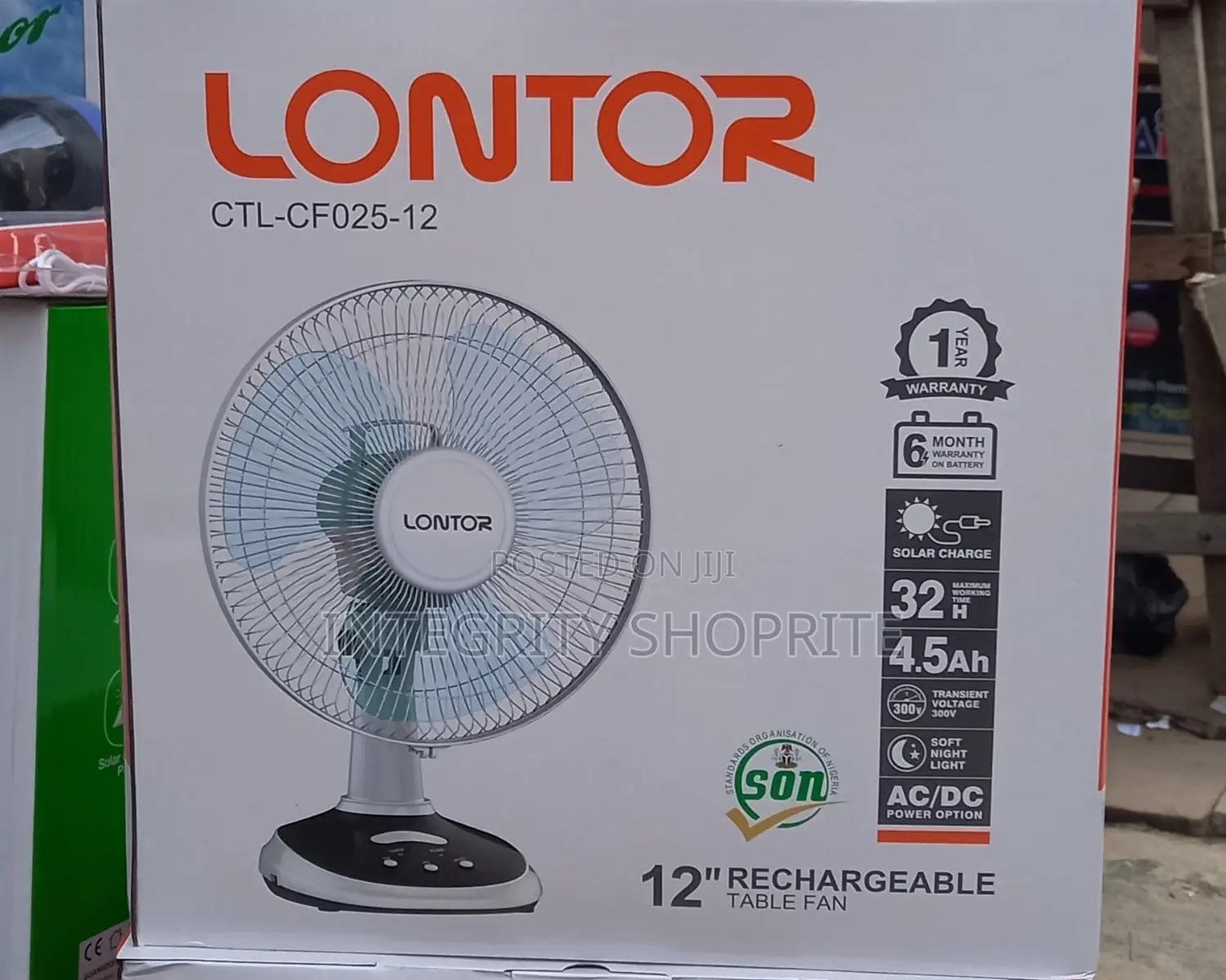 Lontor Rechargeable Table Fan 12 Inches