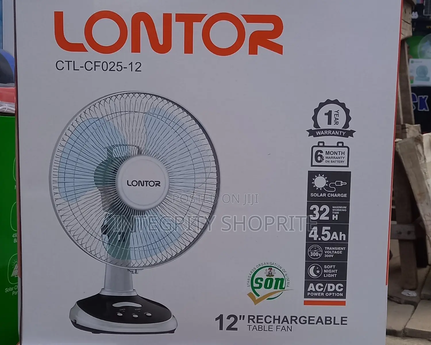Lontor Rechargeable Table Fan 12 Inches