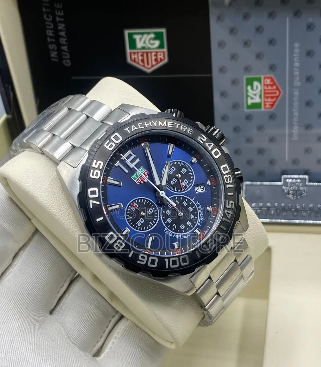 Original Tag Heuer Chronograph Silver Chain Watch in Store