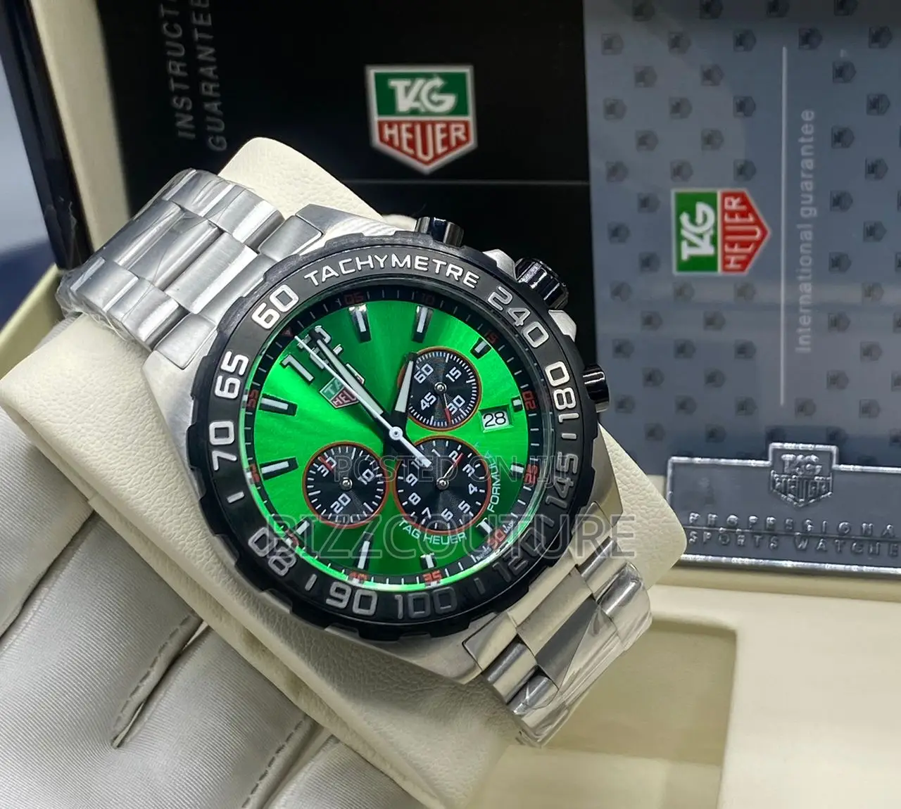 Original Tag Heuer Chronograph Silver Chain Watch in Store