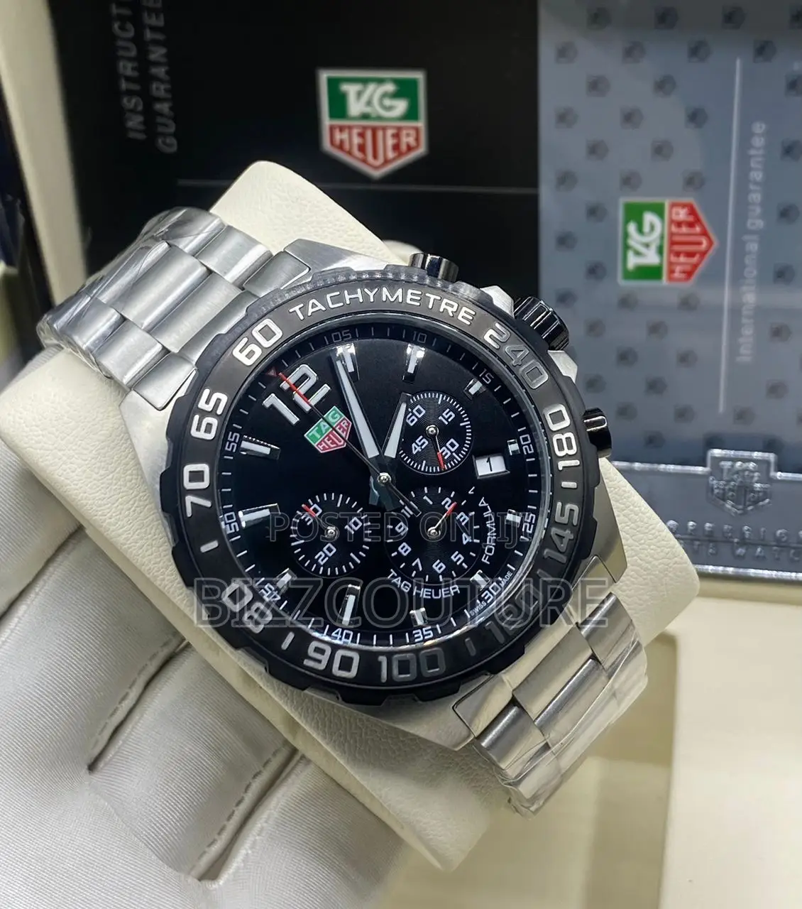 Original Tag Heuer Chronograph Silver Chain Watch in Store