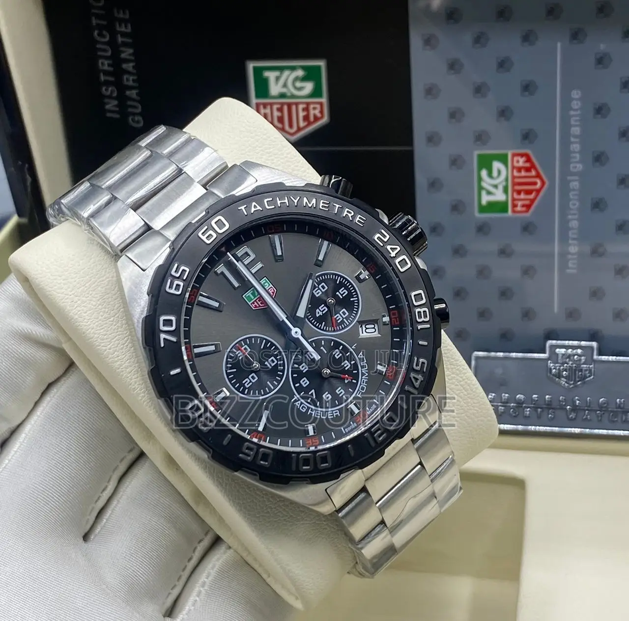 Original Tag Heuer Chronograph Silver Chain Watch in Store