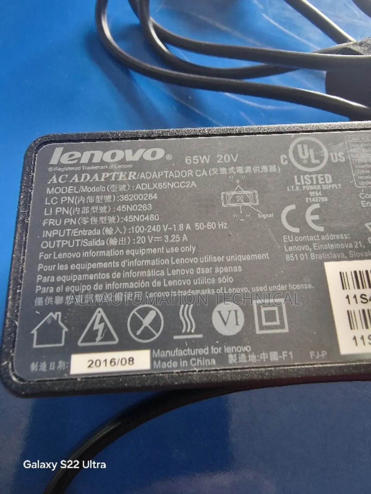 Lenovo Laptop Charger for Lenovo 20V 65W - USB Mouth