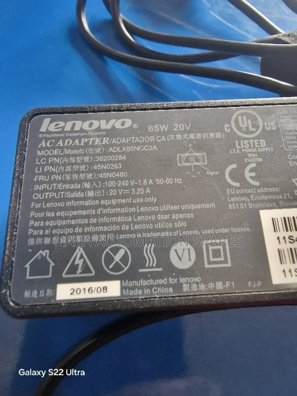 Lenovo Laptop Charger for Lenovo 20V 65W - USB Mouth