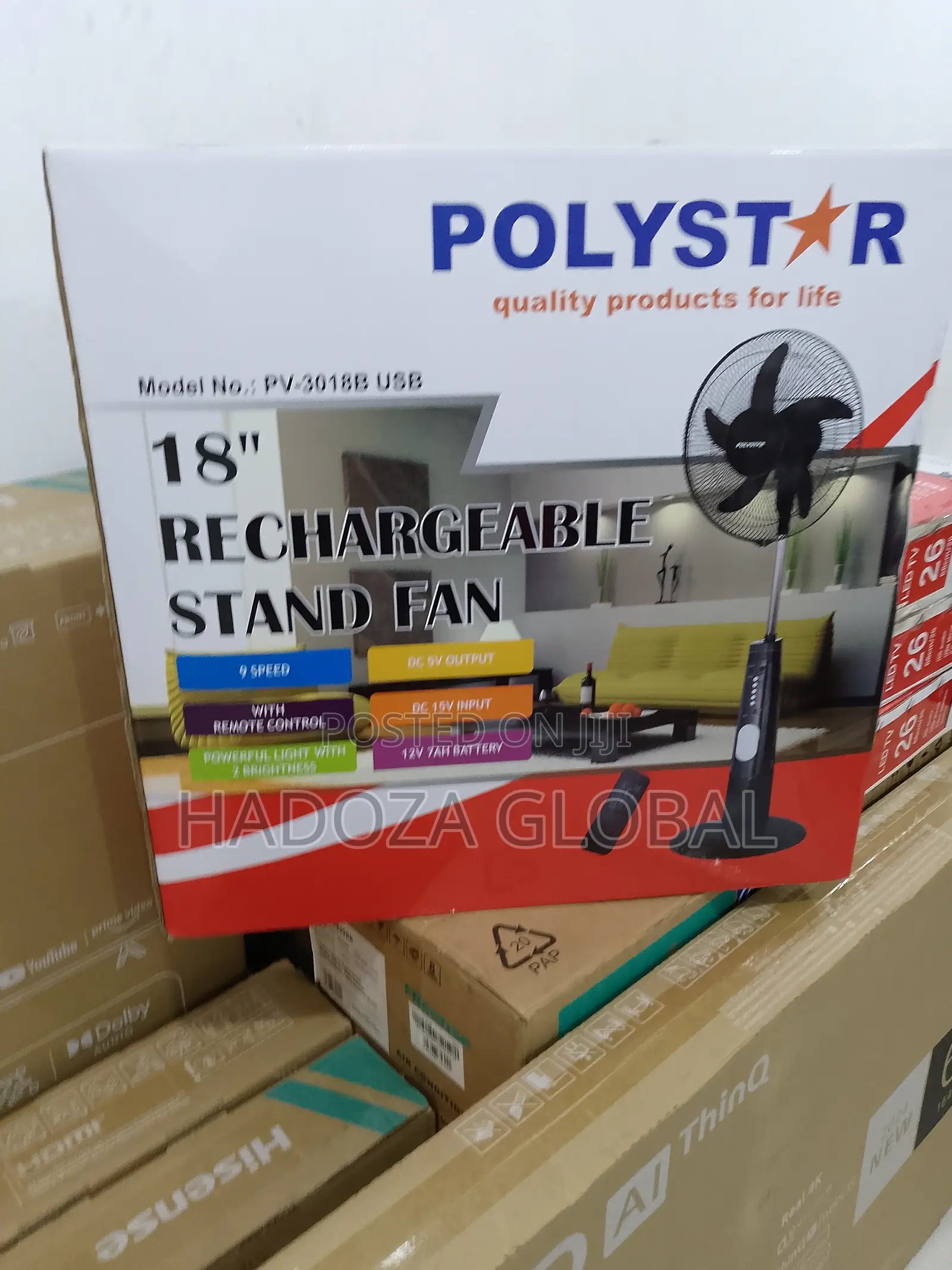Brand New Polystar 18" PV-3018BUSB Standing Fan