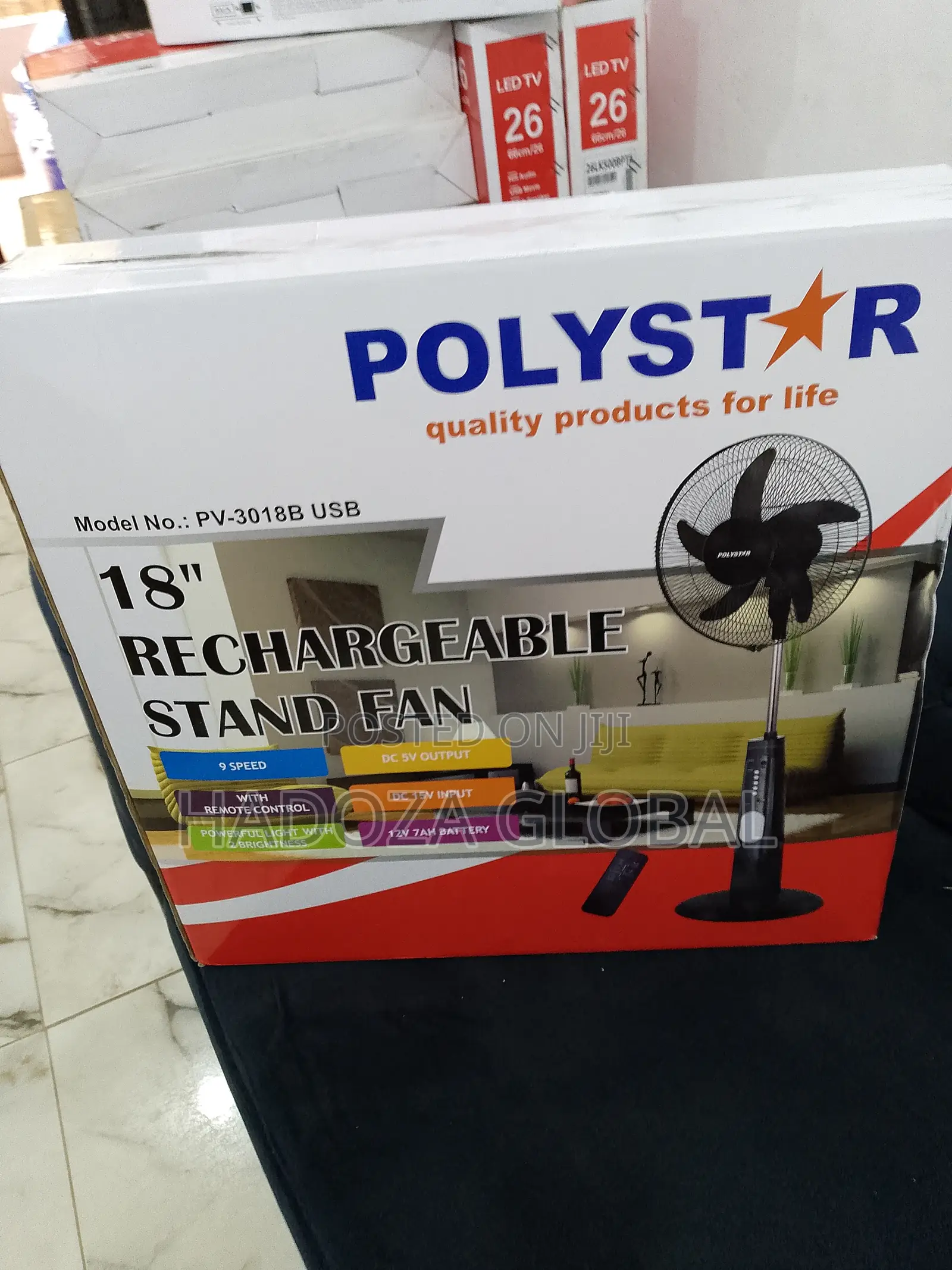 Polystar 18" Quality Rechargeable Fan Brand New