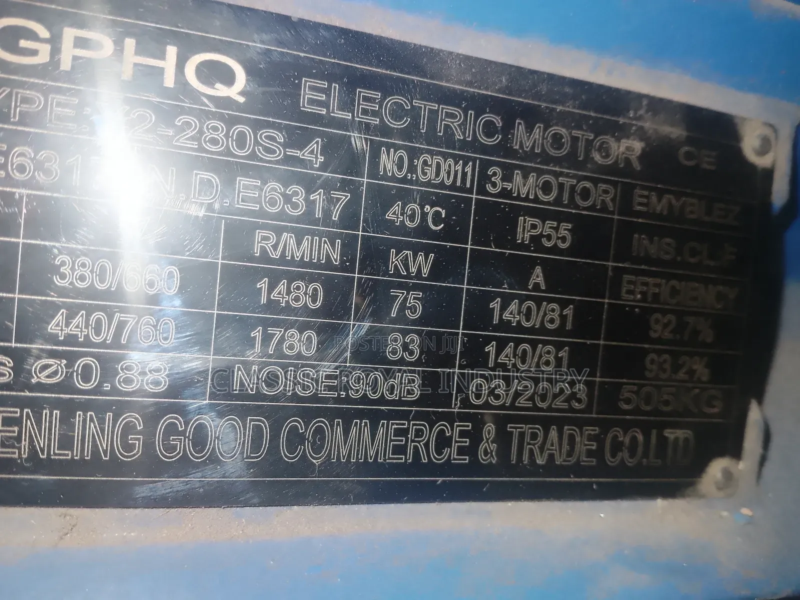 Original Brand New 75 Kw Electric 1480 RPM