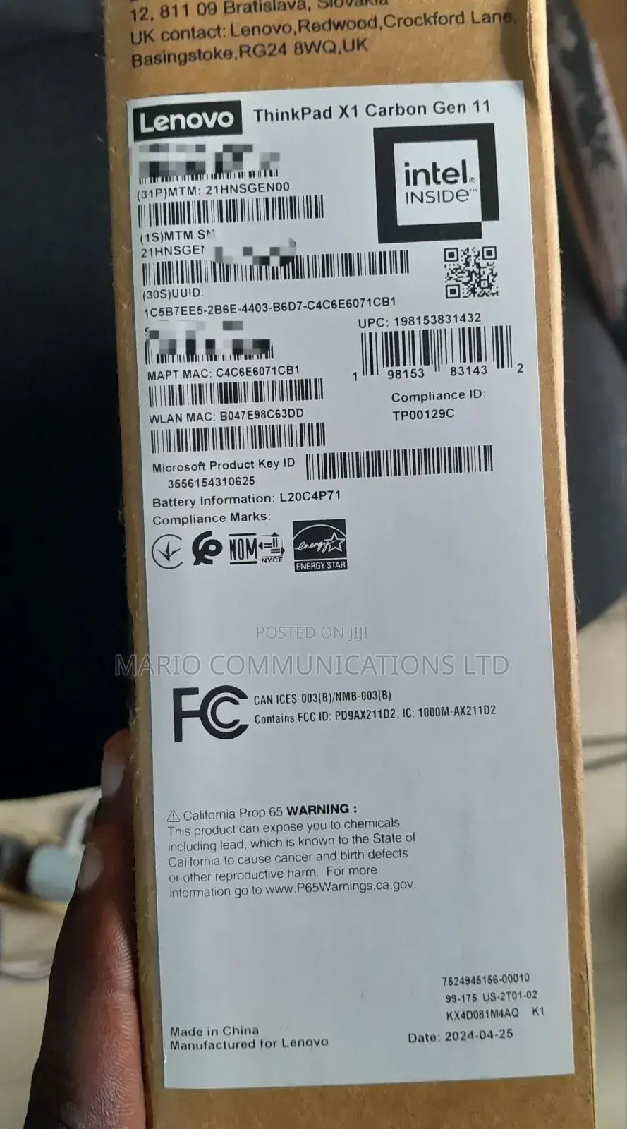 New Laptop Lenovo ThinkPad X1 Carbon Gen11 16GB Intel Core I7 SSD 512GB