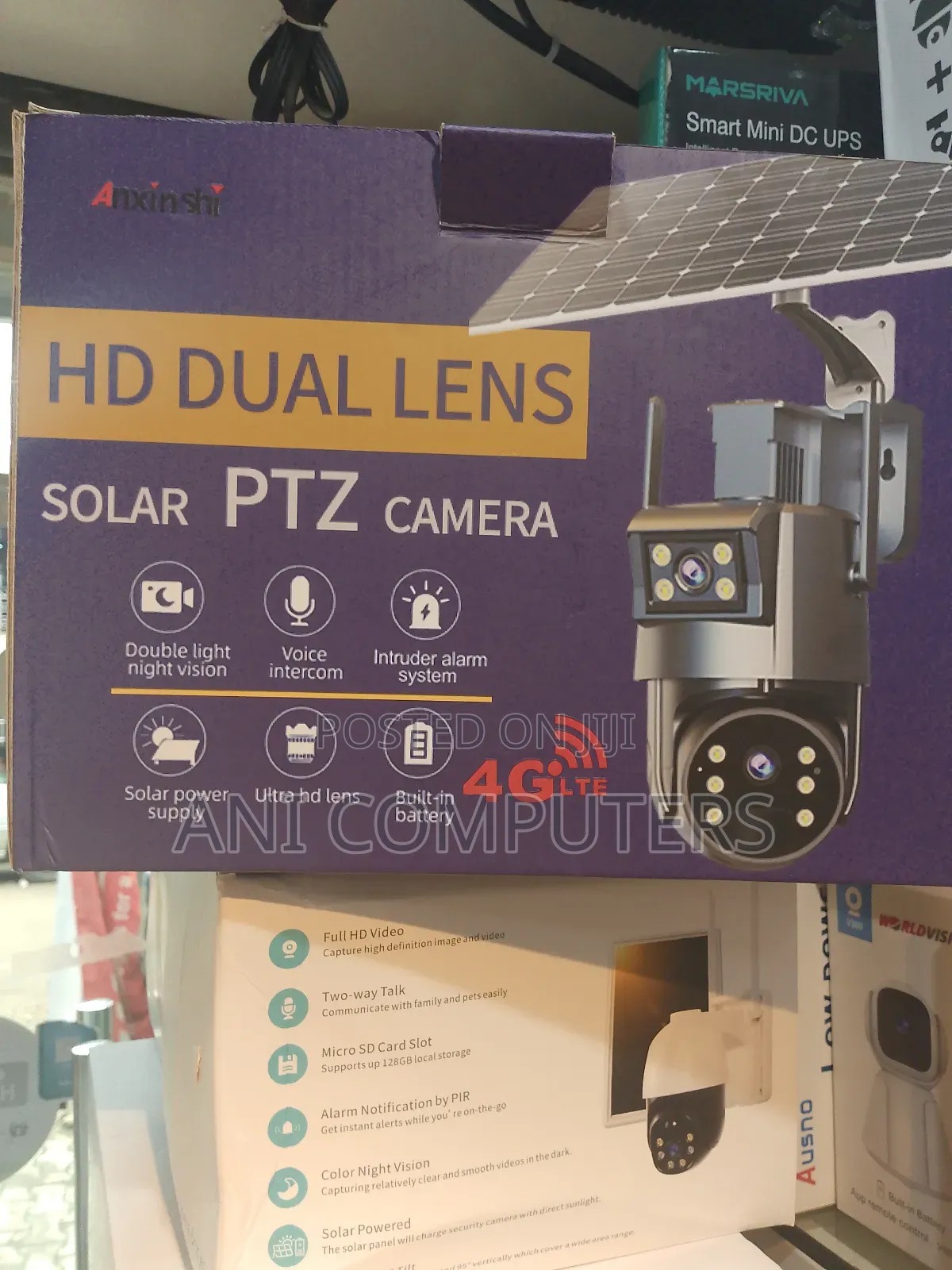 Anxinshi HD Dual Lens 8MP Solar PTZ Camera 4G 10xzoom