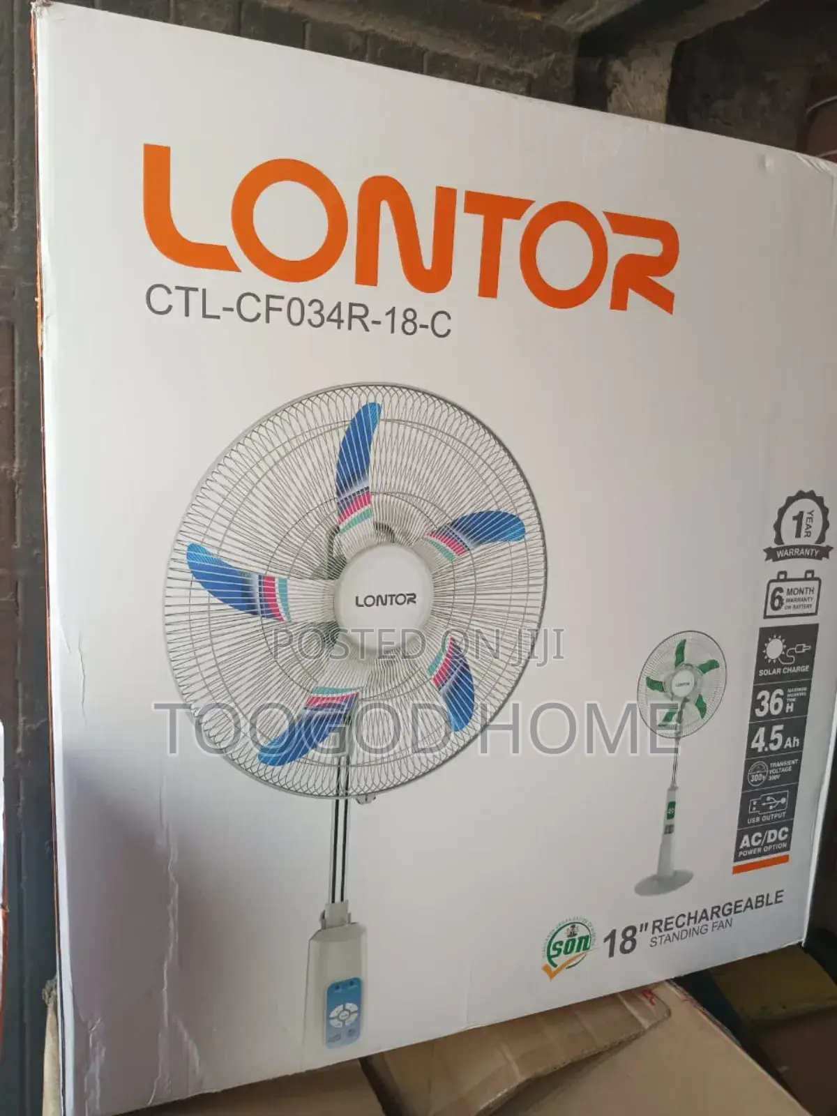 Lontor 18 Inches Rechargeable Fan