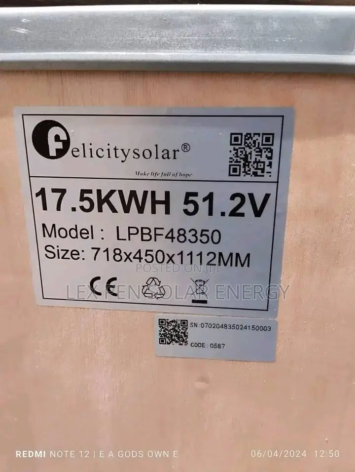 17.5kwh 52.1v Felicity Lithium Ion Battery Available