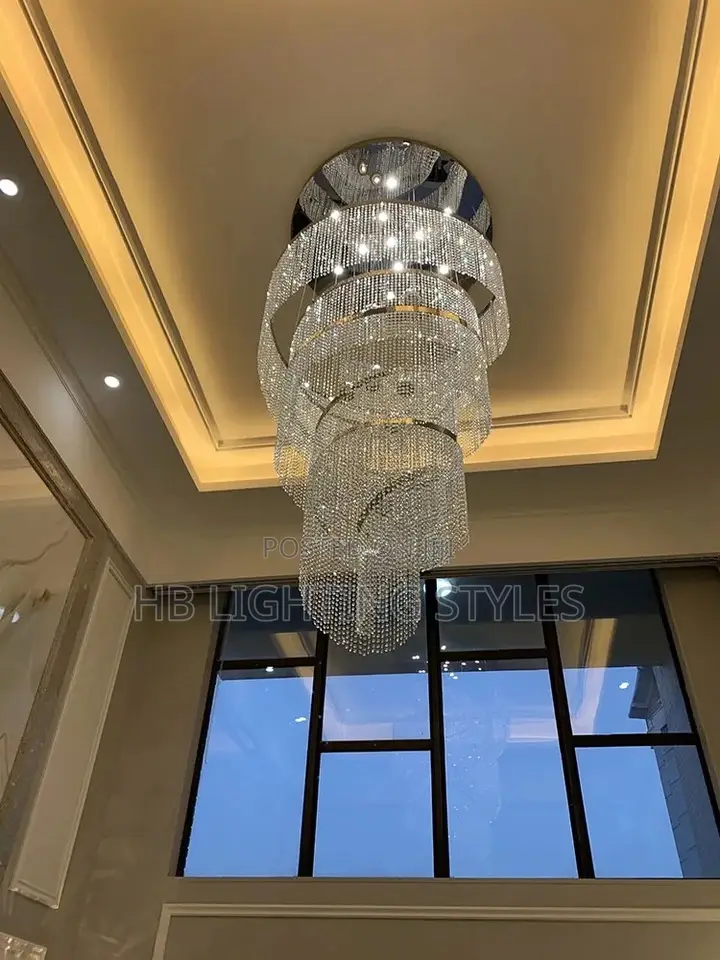 Large Spiral Design Crystal Chandelier Light