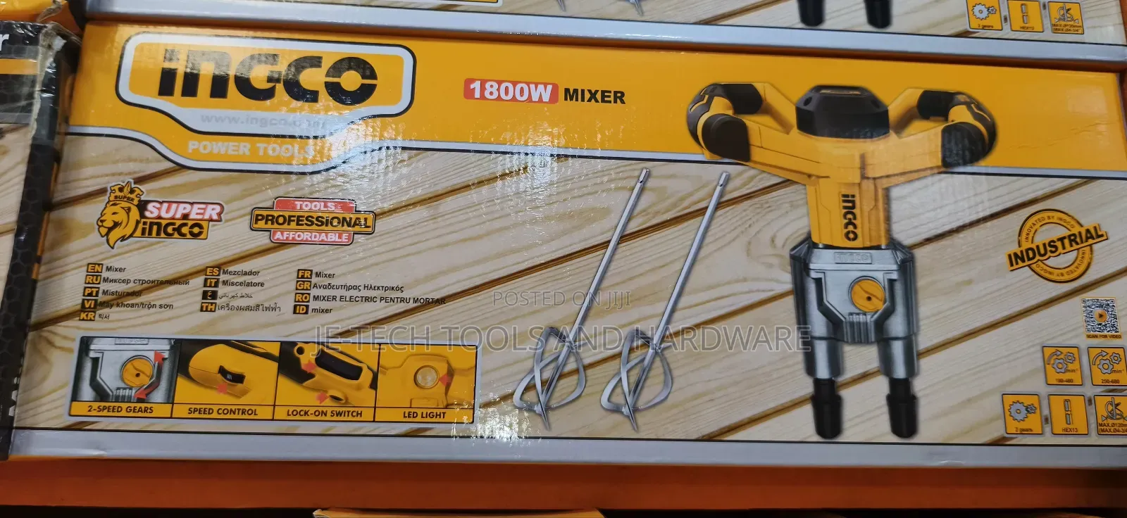 Ingco Industrial Paint Mixer With Double Rod - 1800watts