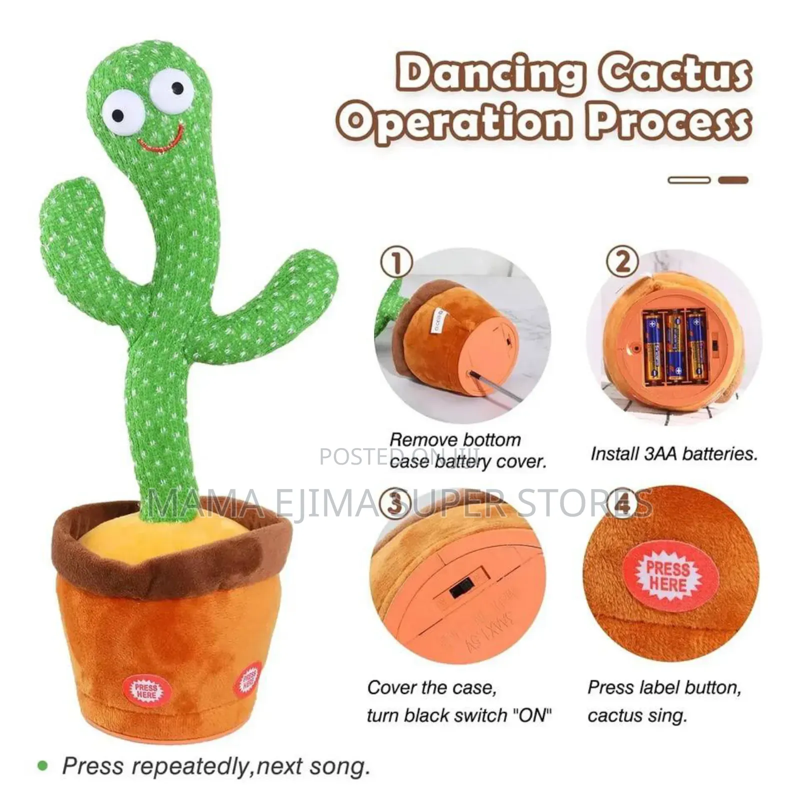 Sing and Dance Cactus Electron Plush Toy Soft Plush Doll