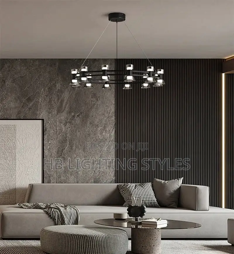 Nordic Glass Dumbbell Chandelier Black Chandelier Light