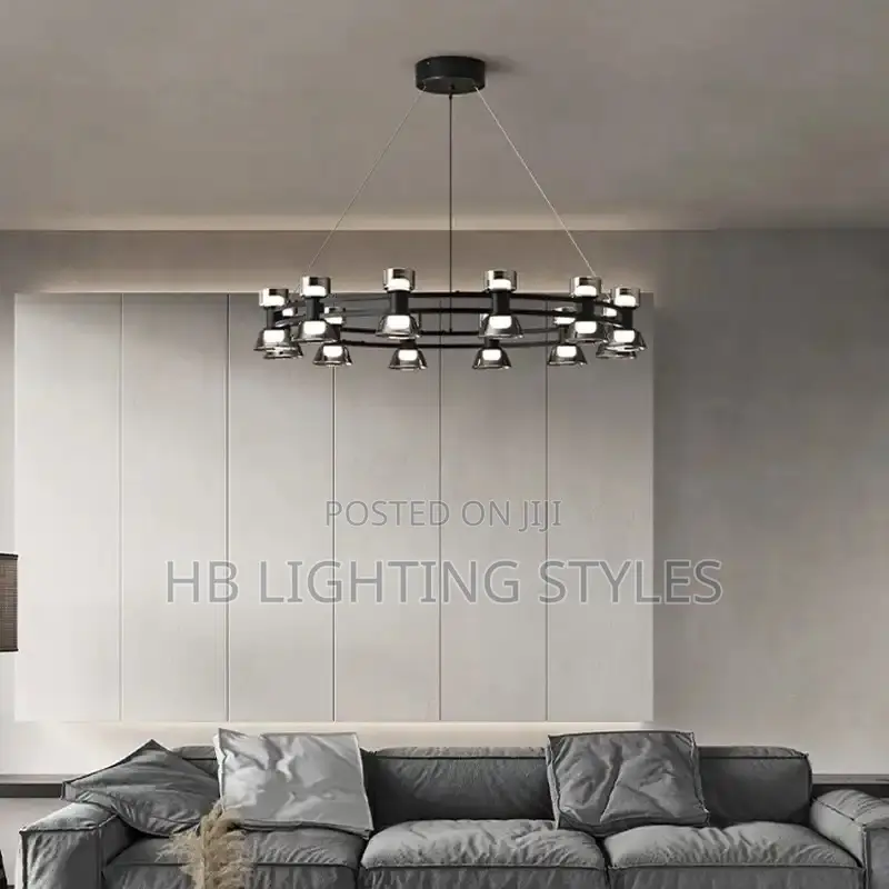Nordic Glass Dumbbell Chandelier Black Chandelier Light