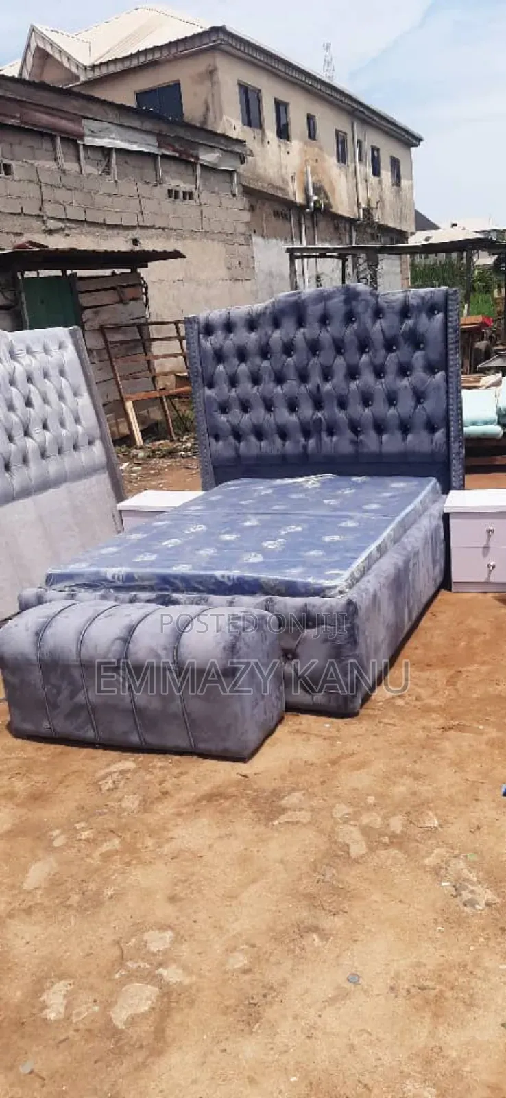 4 and Half By6 Bedframe With 2 Side Drawers and Ottoman