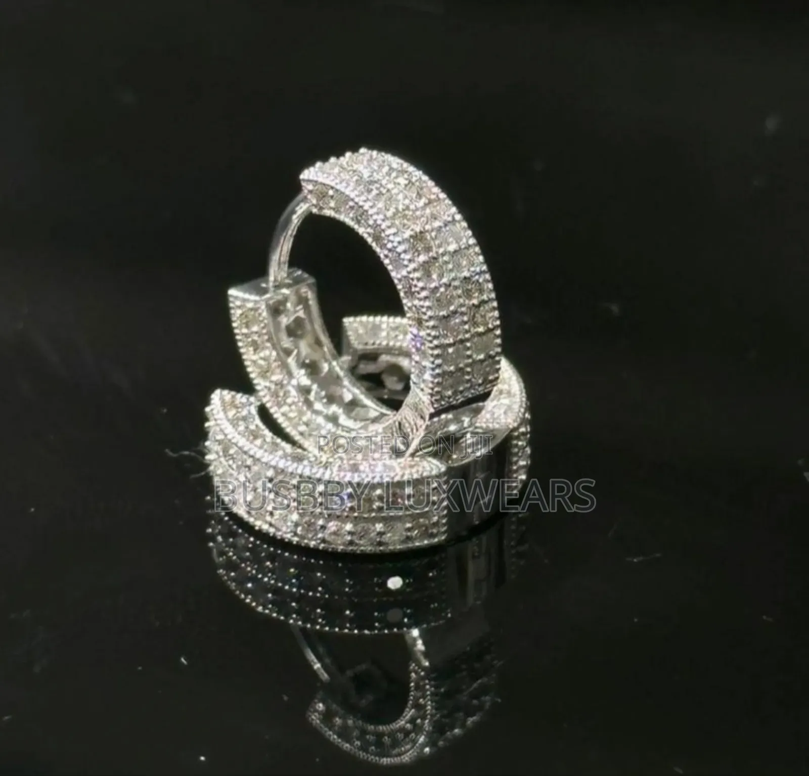 925 Sterling Silver VVS Moissanite Hoop Earrings With Gra Cert.