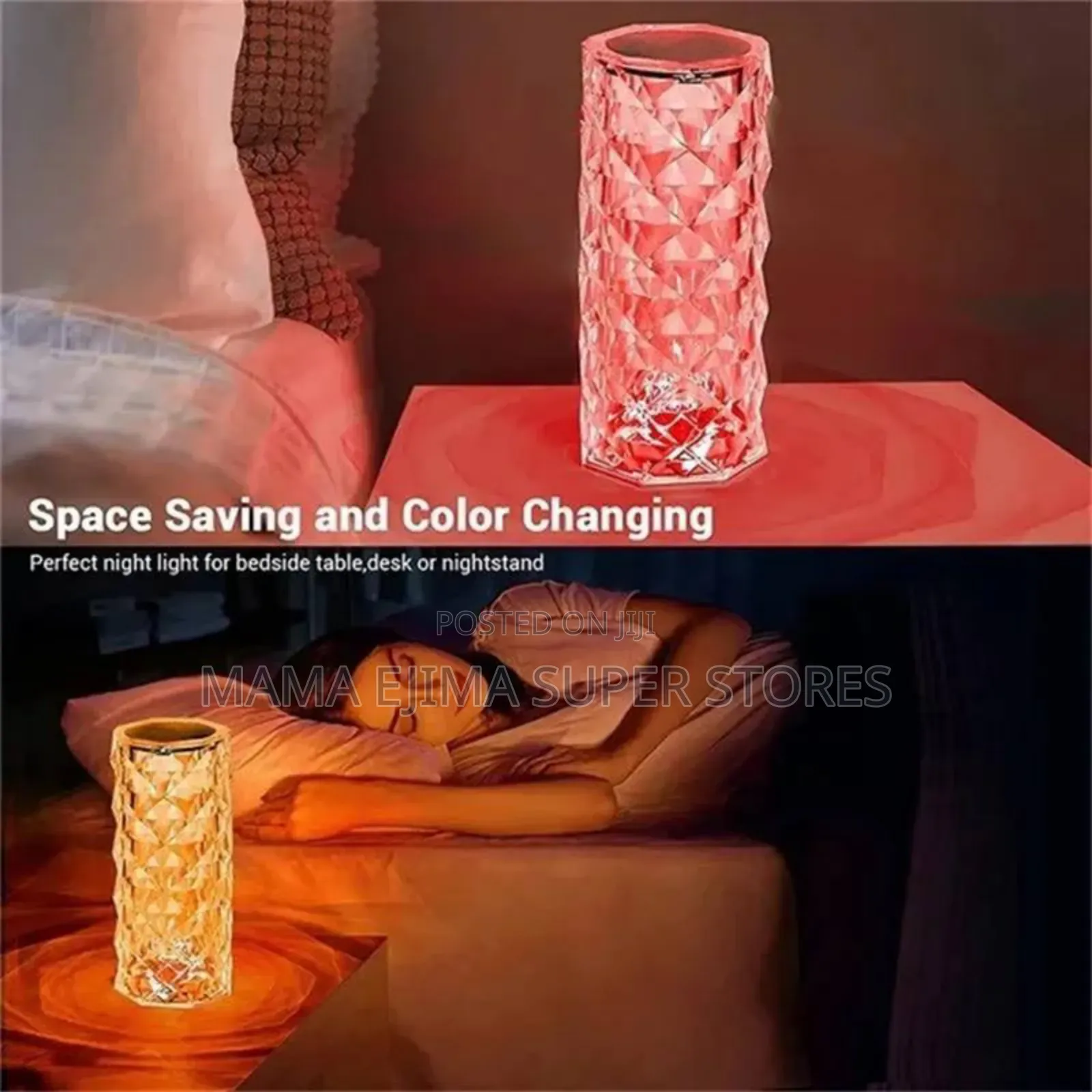 3/16 Colors LED Crystal Table Lamp Rose Light Projector Touc