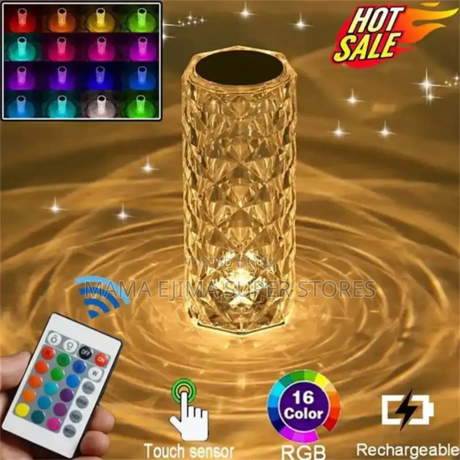 3/16 Colors LED Crystal Table Lamp Rose Light Projector Touc