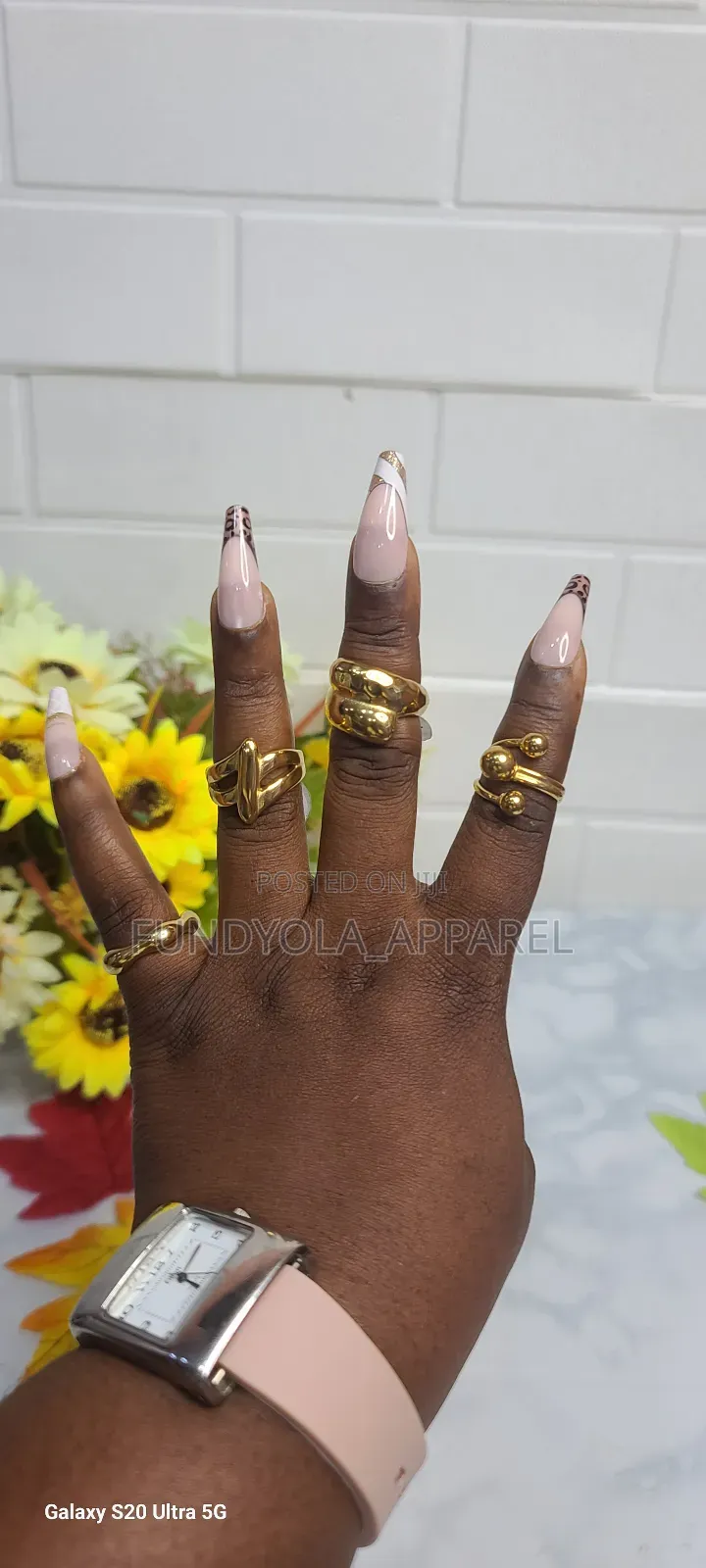 Non Tarnishing Titanium Gold Chunky Fashion Rings
