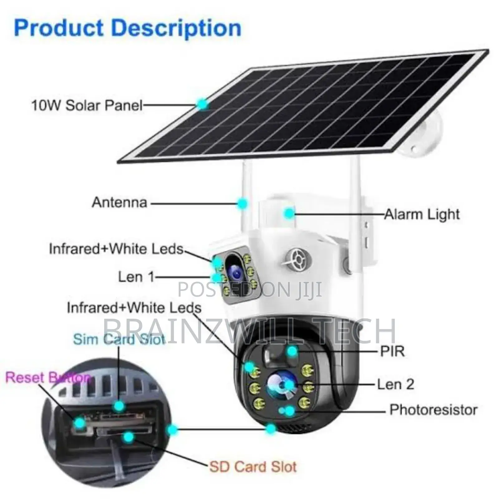 4g Lte Solar PTZ Dual Lens Camera 5mp V380pro