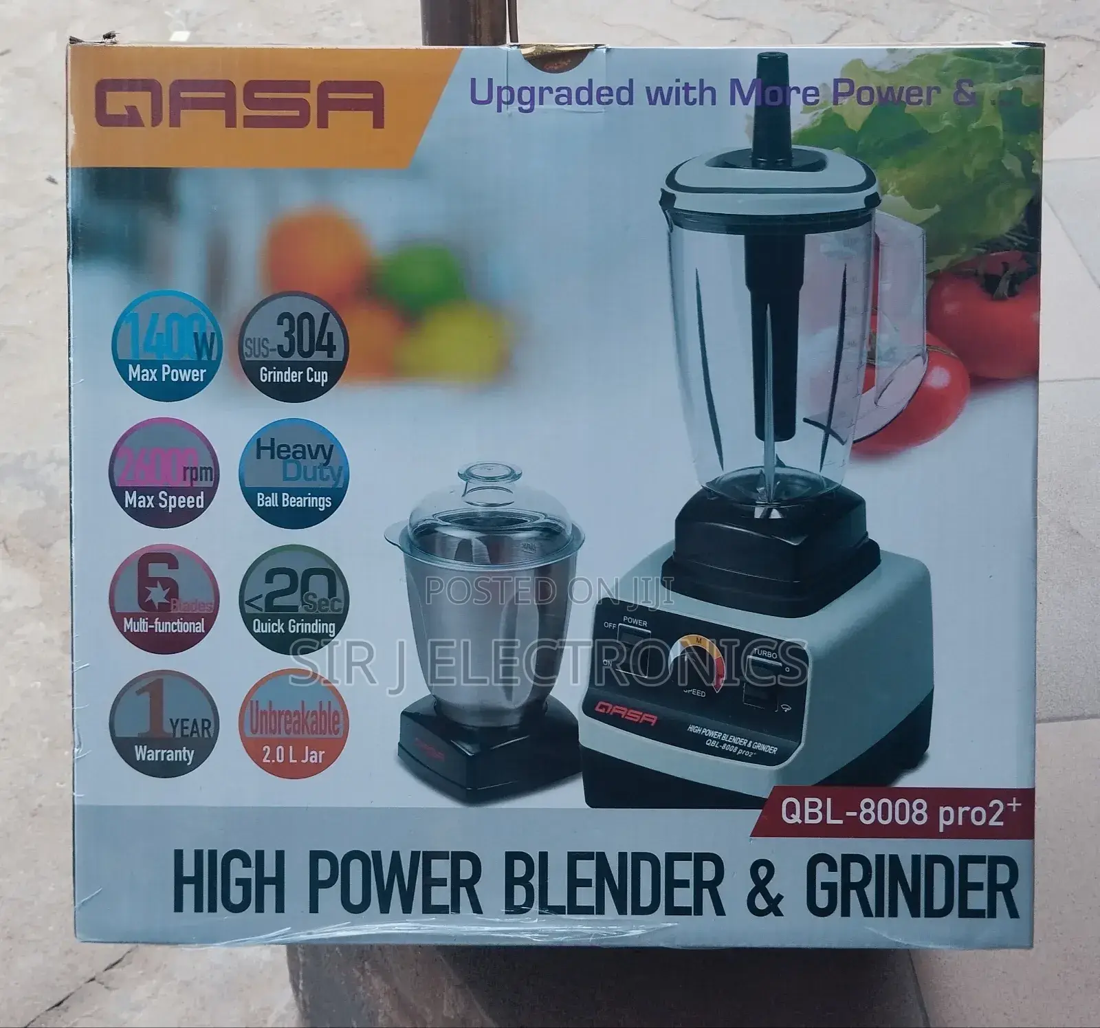 1400watts QASA High Powerful Blender and Grinder + Warranty