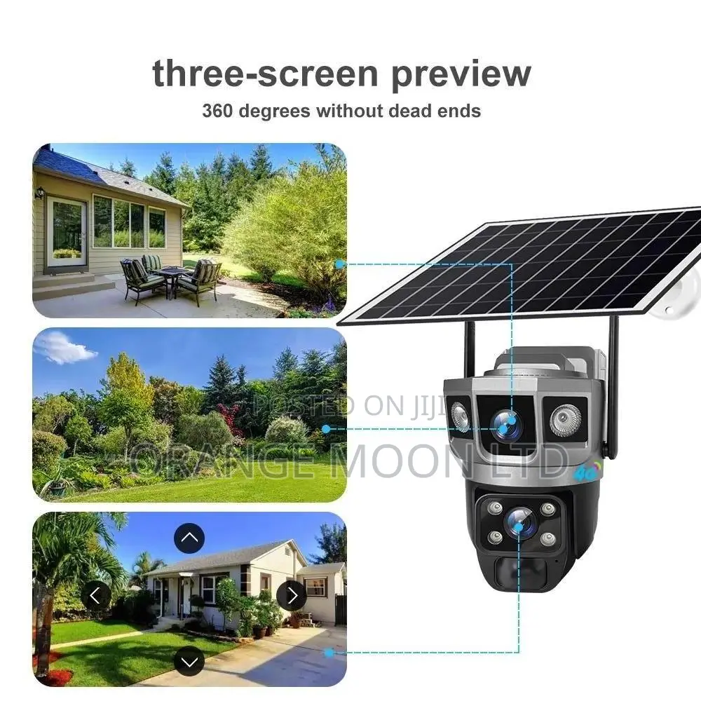 V380 Triple Lens 4mp 4g Solar CCTV Camera