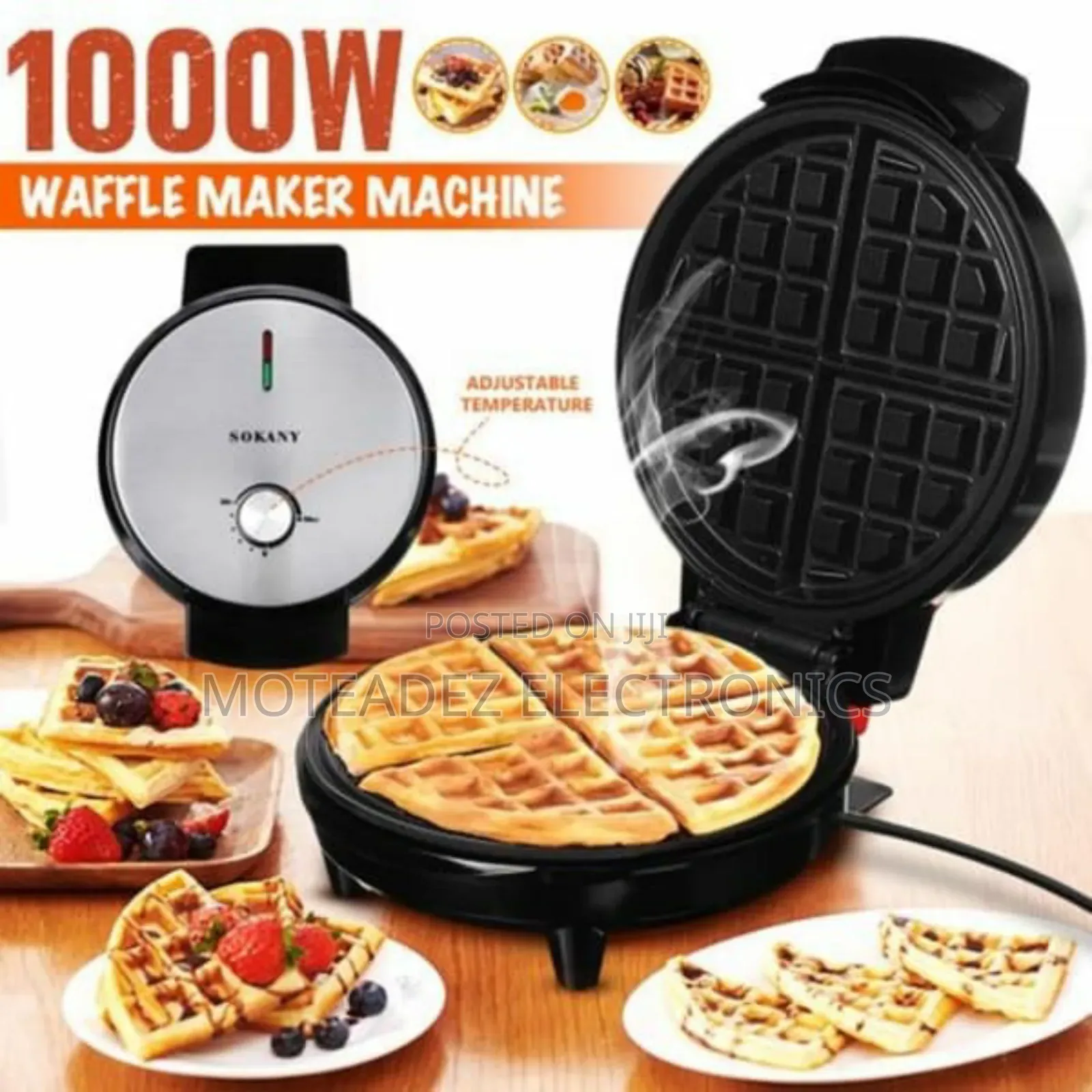 Sokany 1000w Round Shape Electric Non Stick Waffle Maker
