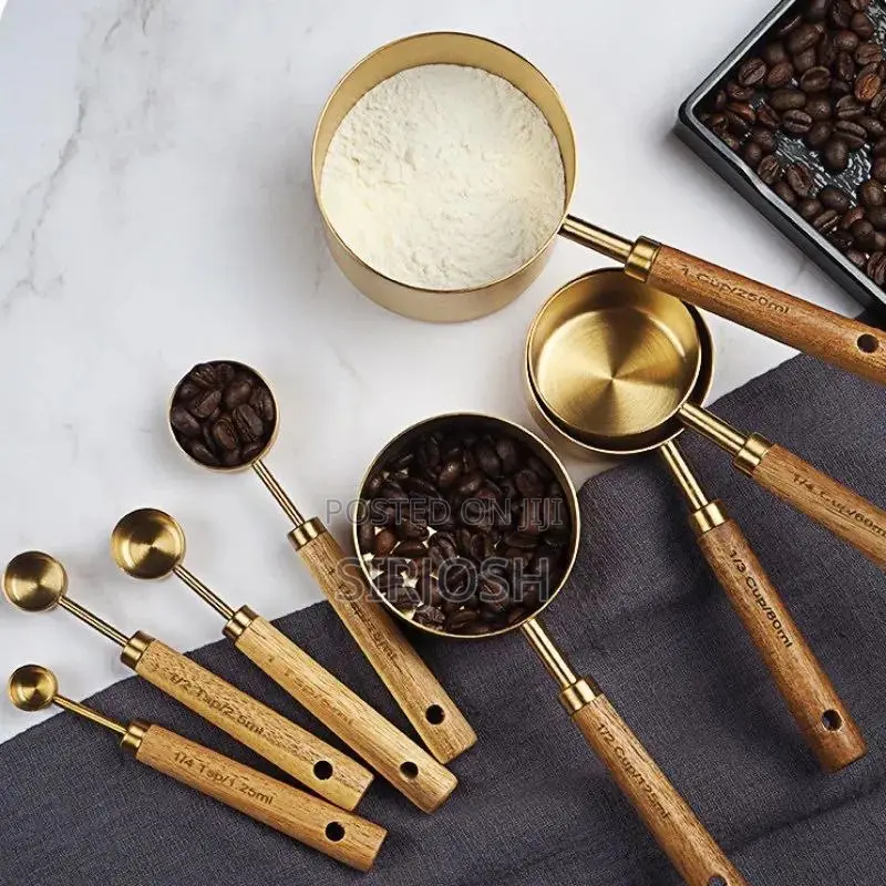 Gold Measuring Spoon With Wooding Handle