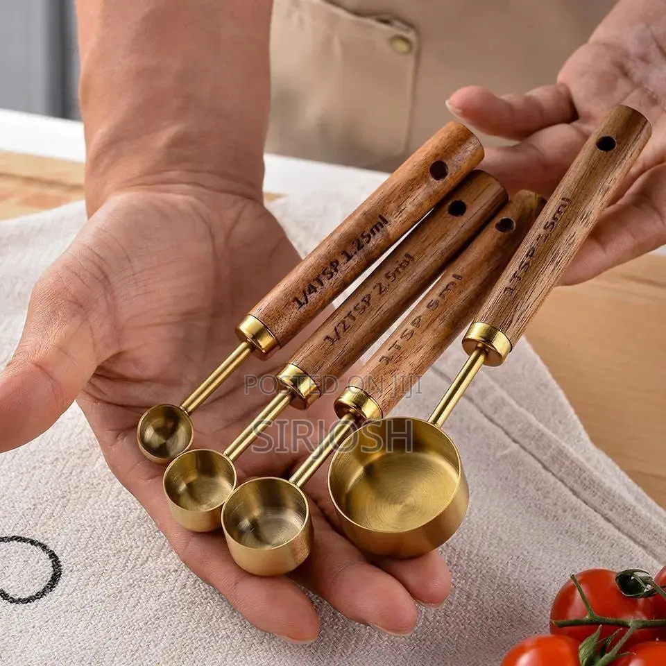 Gold Measuring Spoon With Wooding Handle