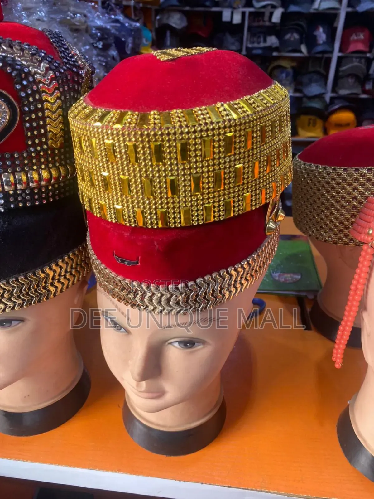 Bead, Sequence Traditional Igbo Red Cap.Kids and Adult