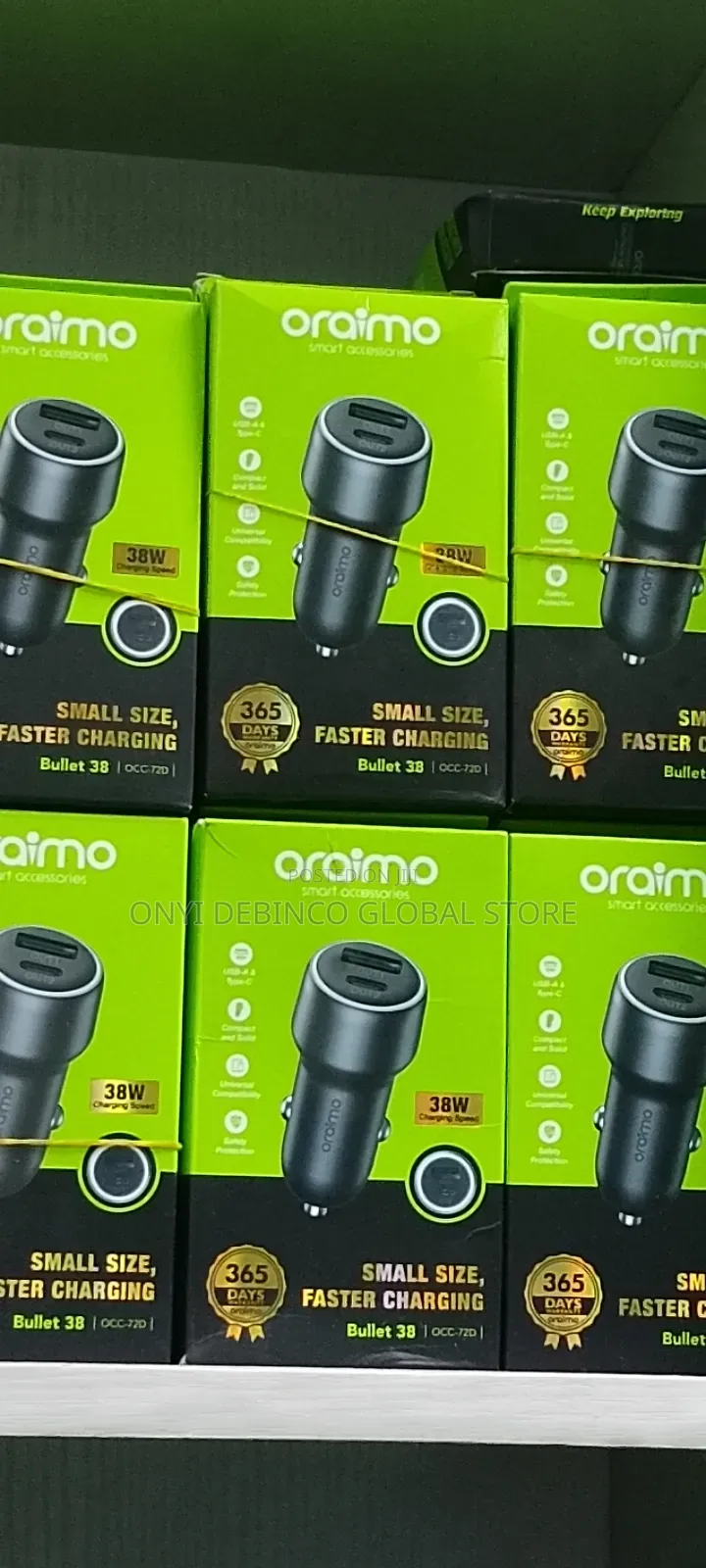Oraimo Bullet OCC-72D 38W Fast Car Charging Compact Safe