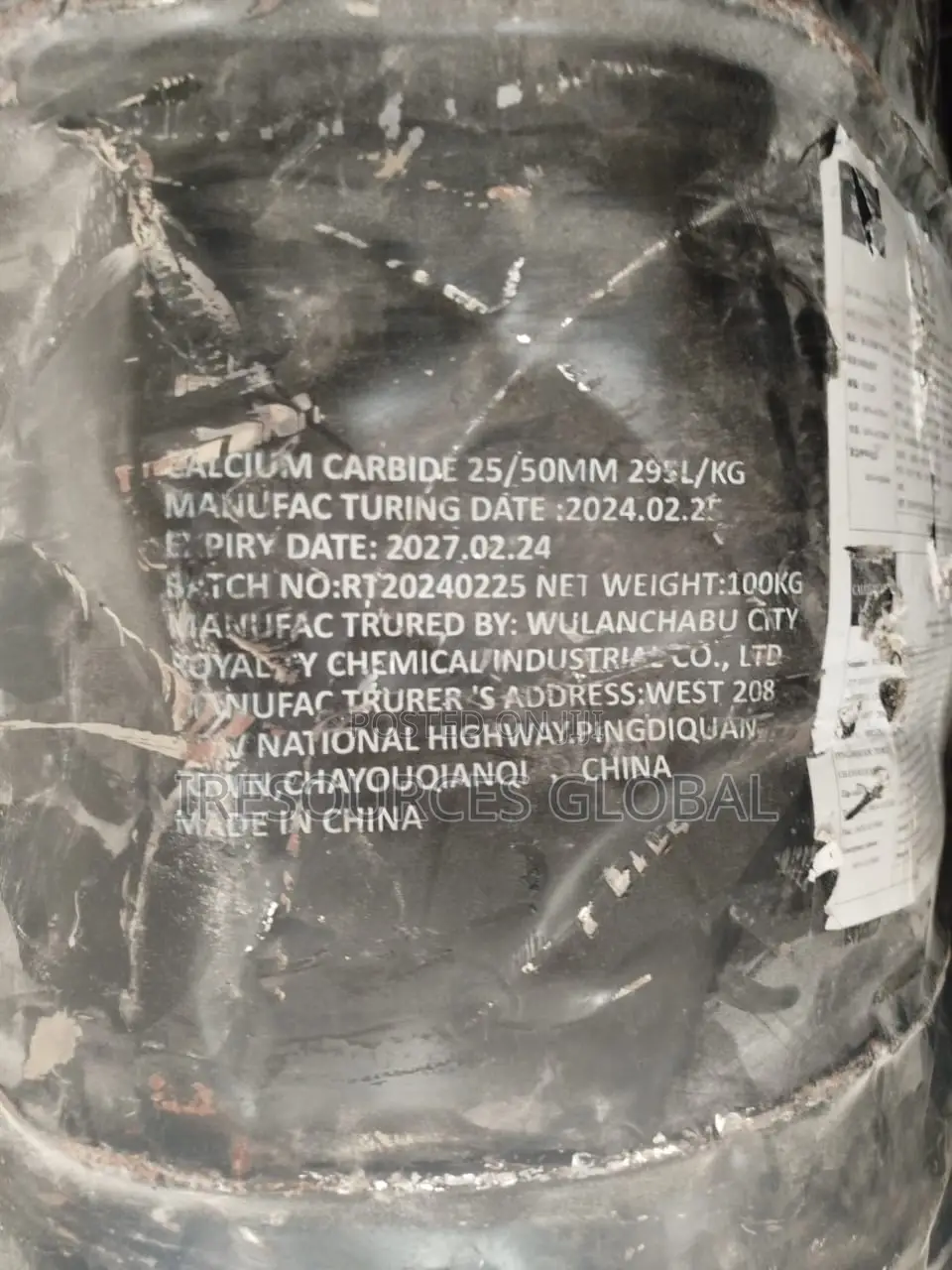 Calcium Carbide 25-50mm 295l 100kg