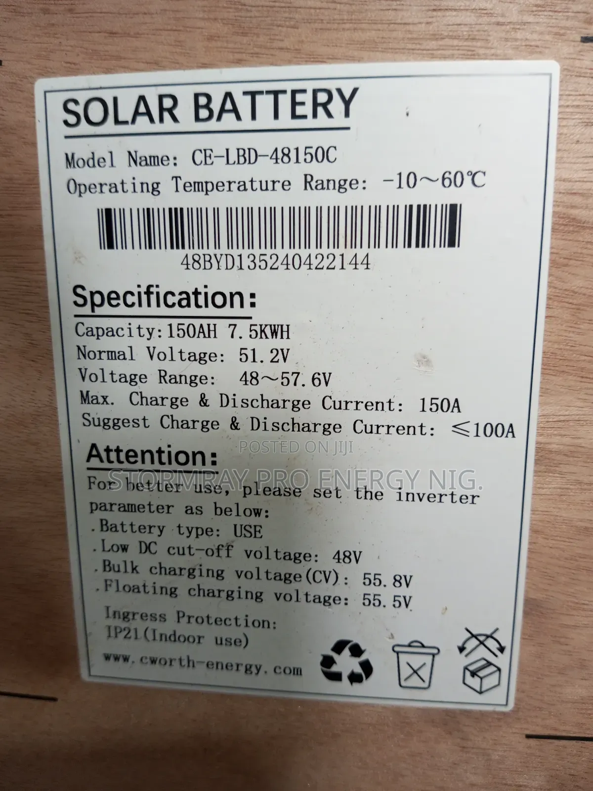 7.5kwh Cworth Lithium Batteries