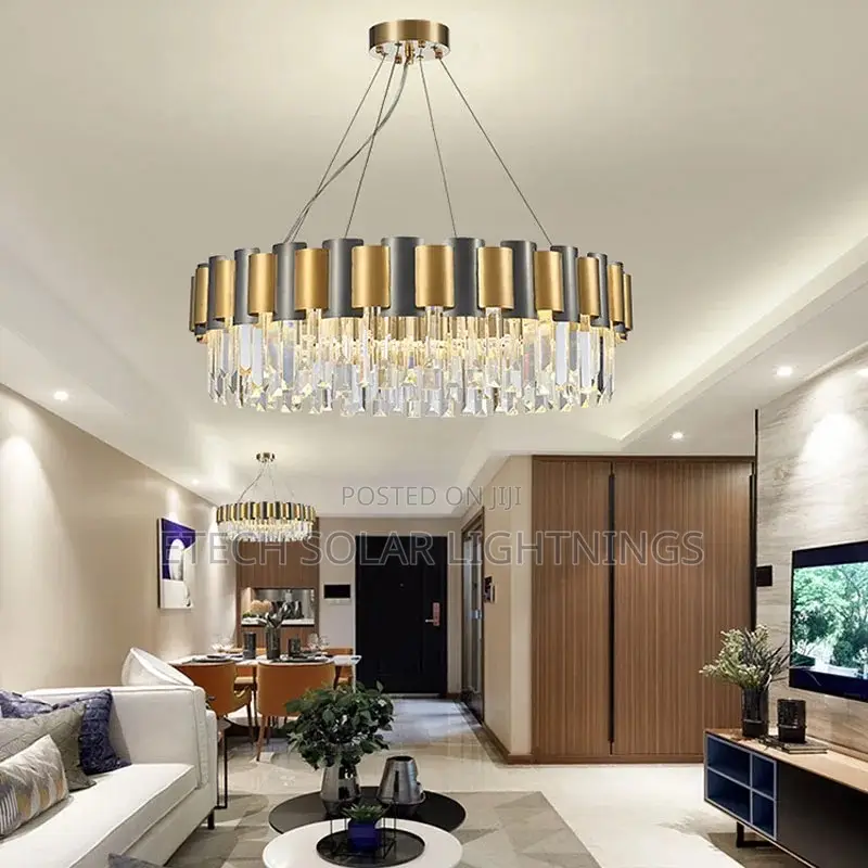 Post Modern Stainless Steel Crystal Chandelier Light
