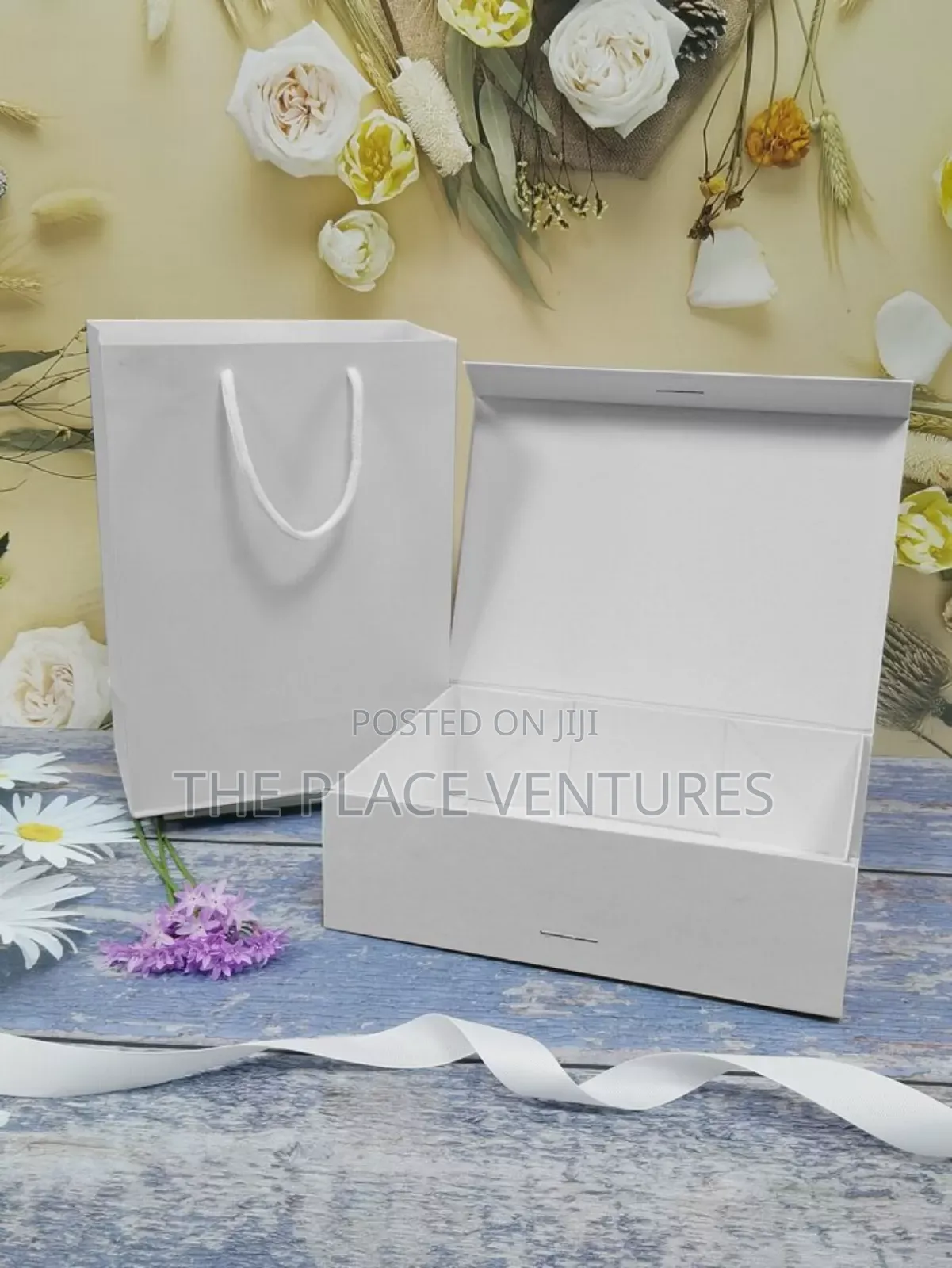 Classic White Gift Box With Ribbon Closure